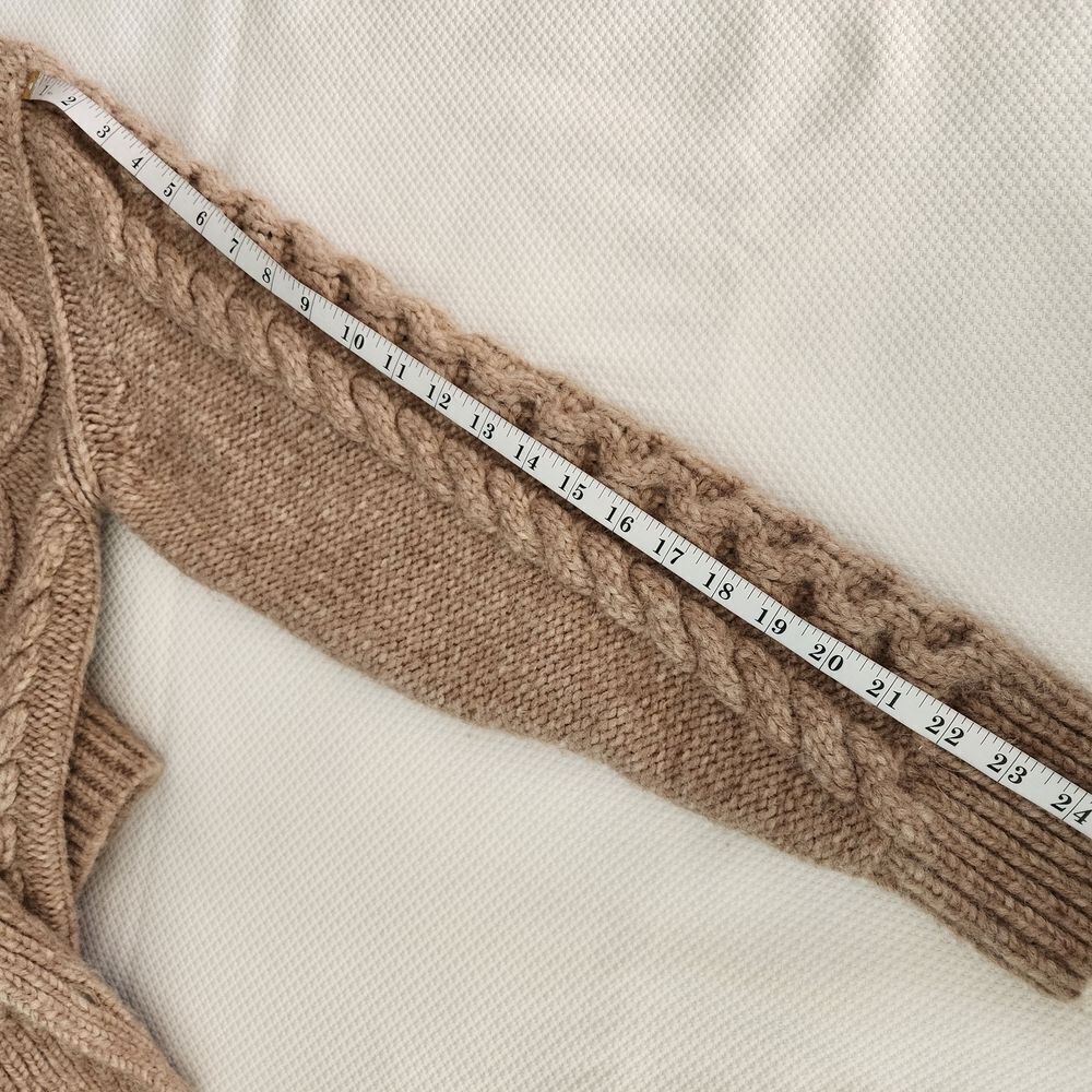 Ag Adriano Goldschmied Jeans Alpaca Wool Tan Camel Cable Knit Cardigan Unisex - Picture 16 of 16